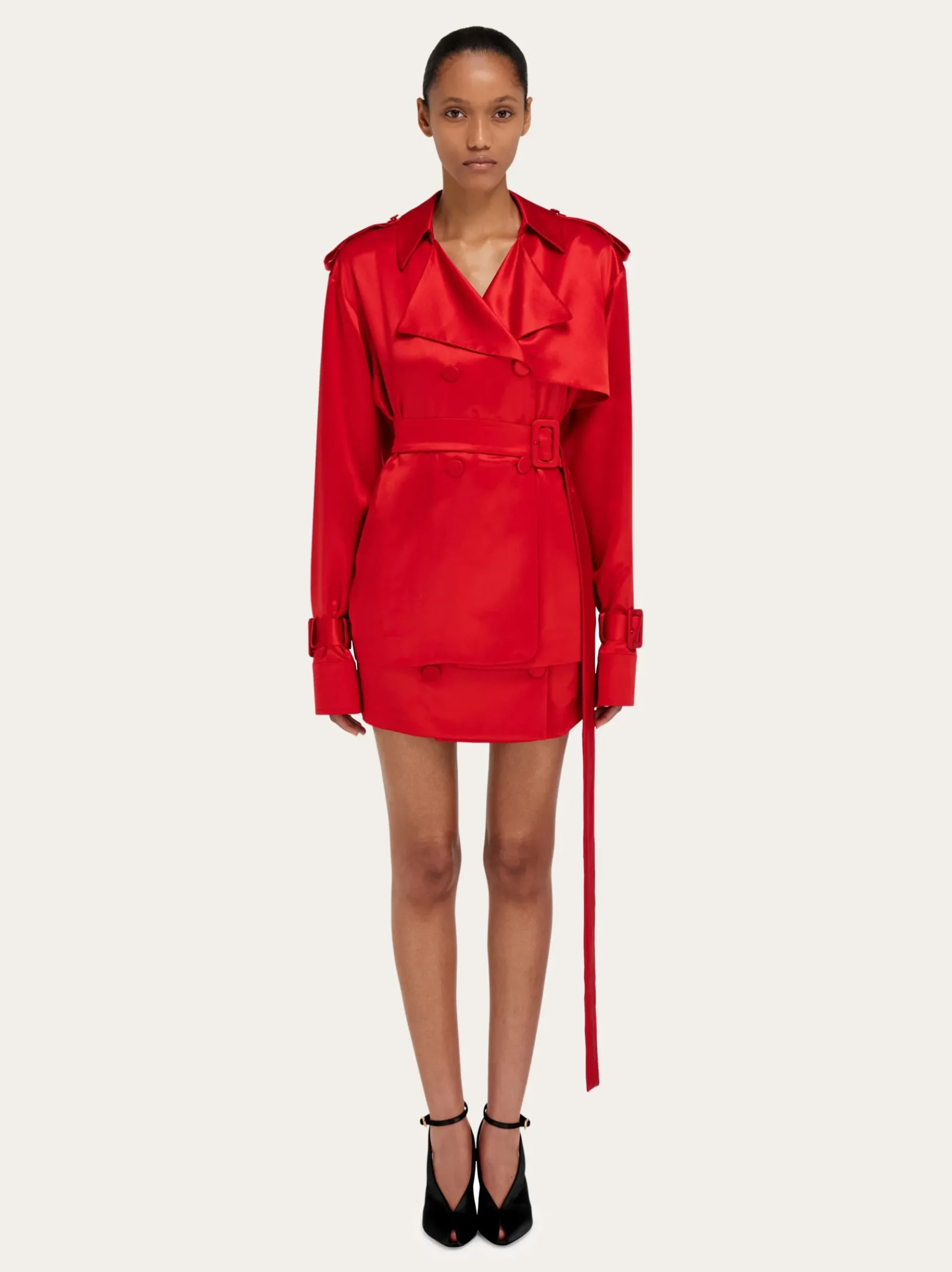 Short satin trench - Women