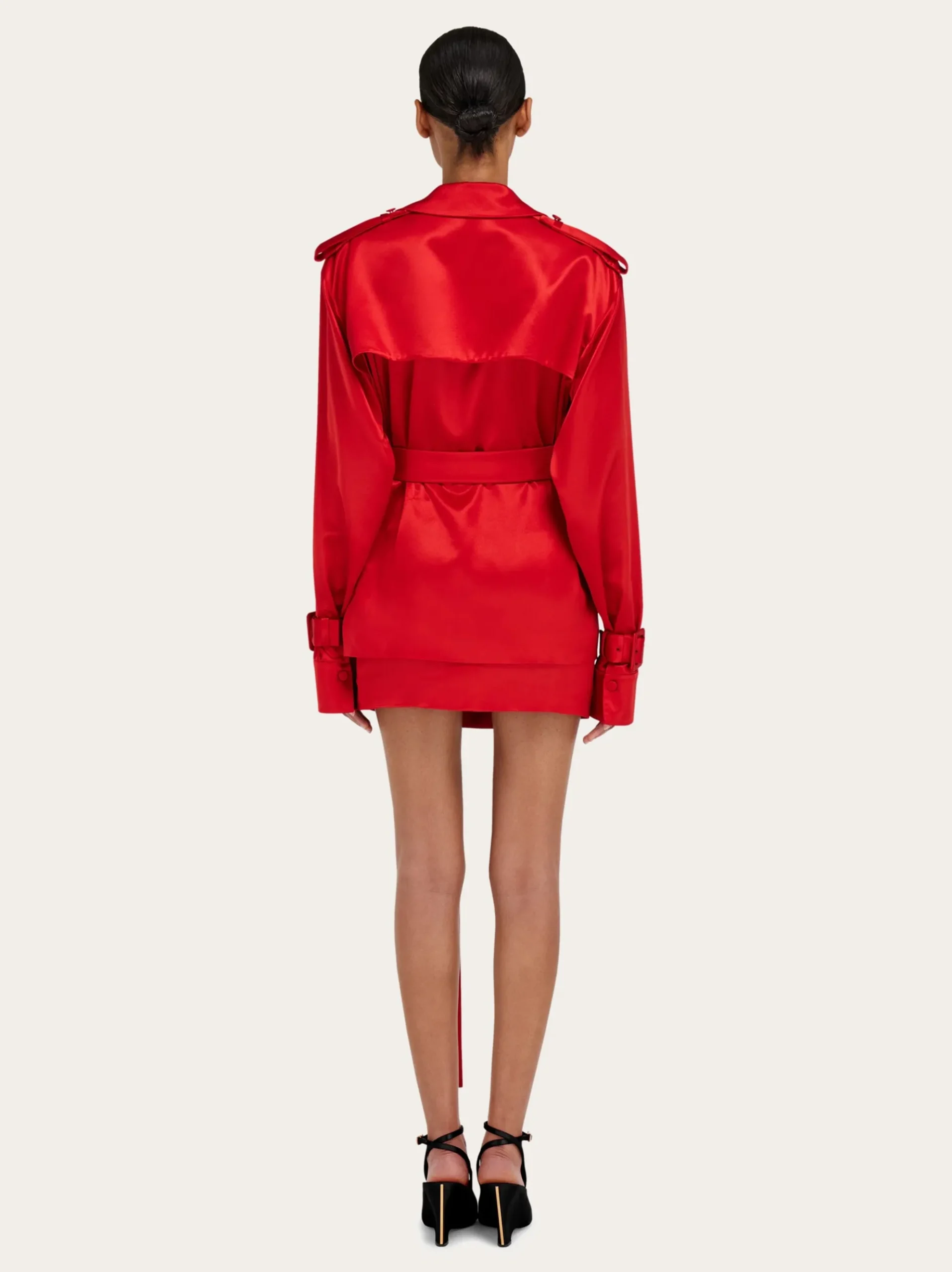 Short satin trench - Women