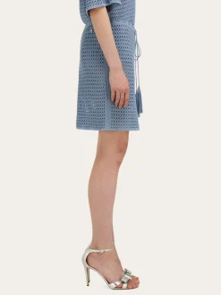 Short skirt with open weave knit - Women