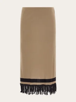 Skirt with fringe detail - Women