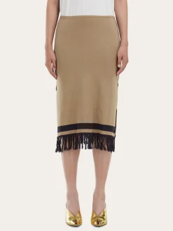 Skirt with fringe detail - Women