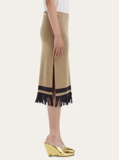 Skirt with fringe detail - Women