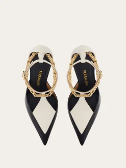 S-shaped heel pump with Gancini chain - Women