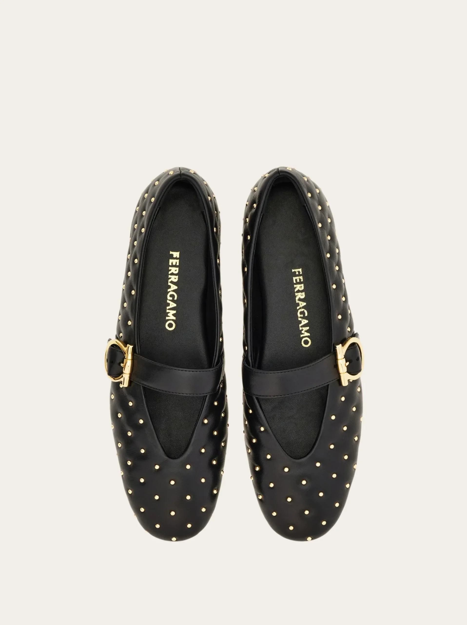 Studded Gancini buckle ballet flat - Women