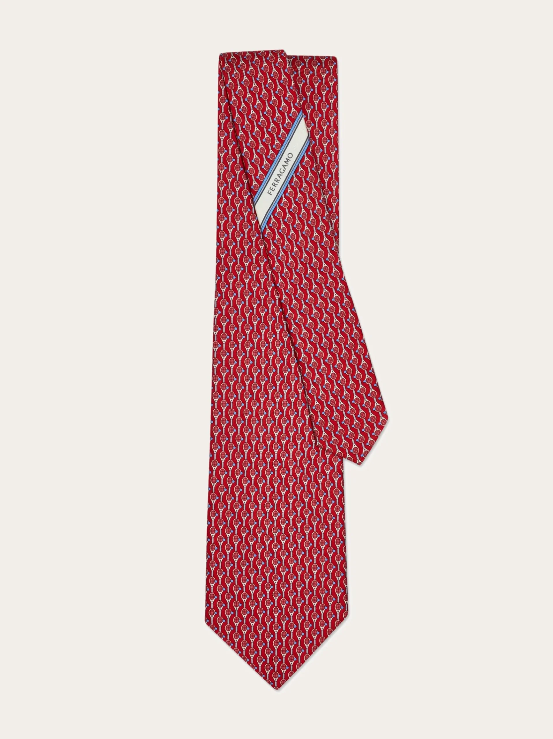 Tennis print silk tie - Men