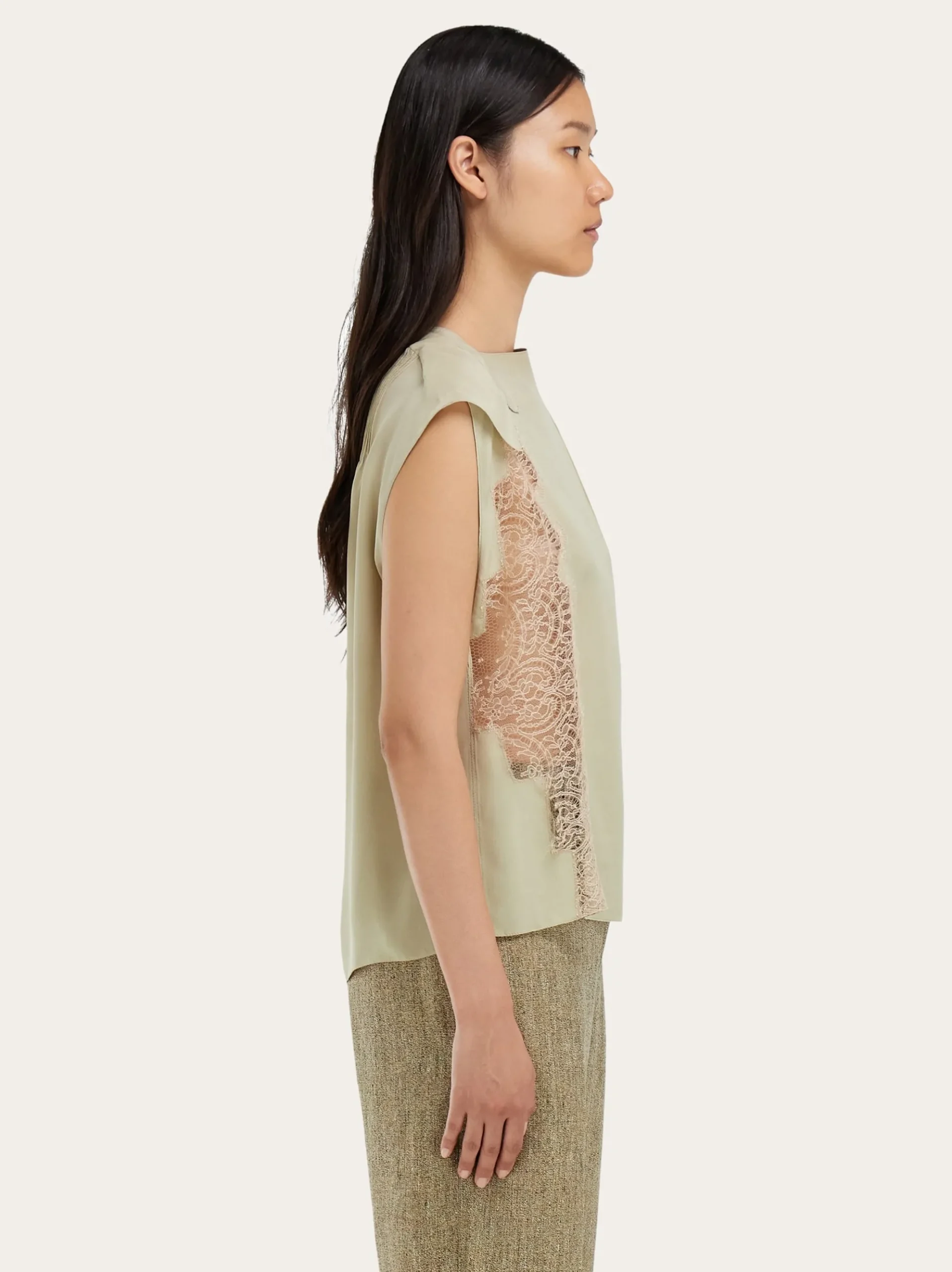 Top with lace inserts - Women