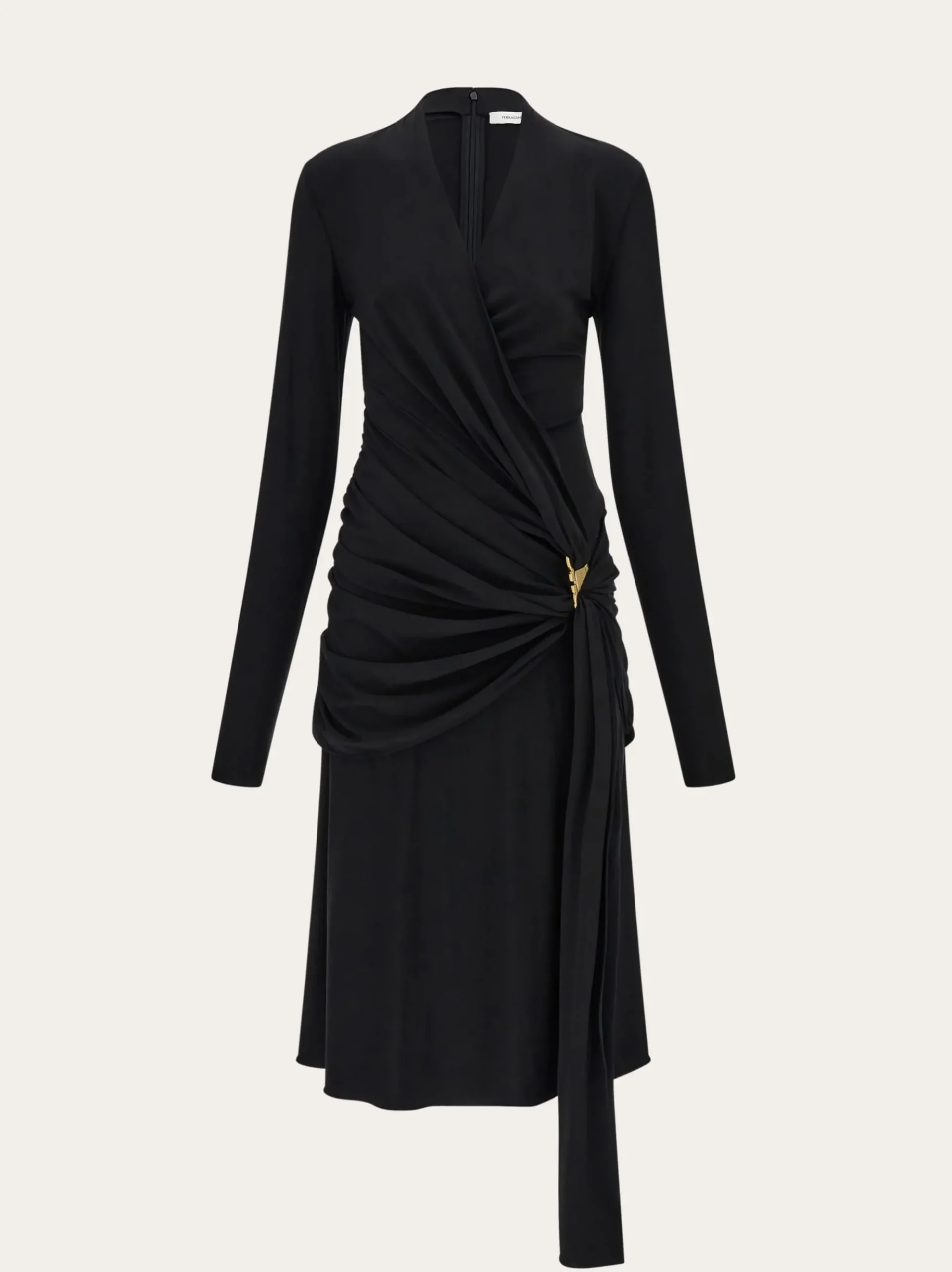 Viscose dress with gathered waist - Women