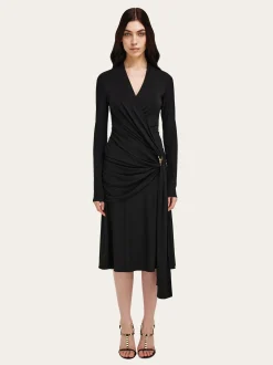 Viscose dress with gathered waist - Women