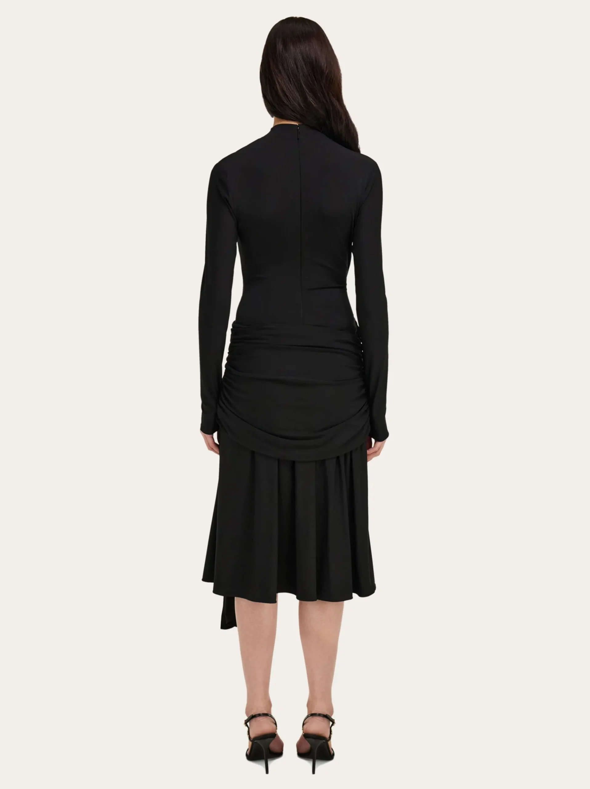 Viscose dress with gathered waist - Women