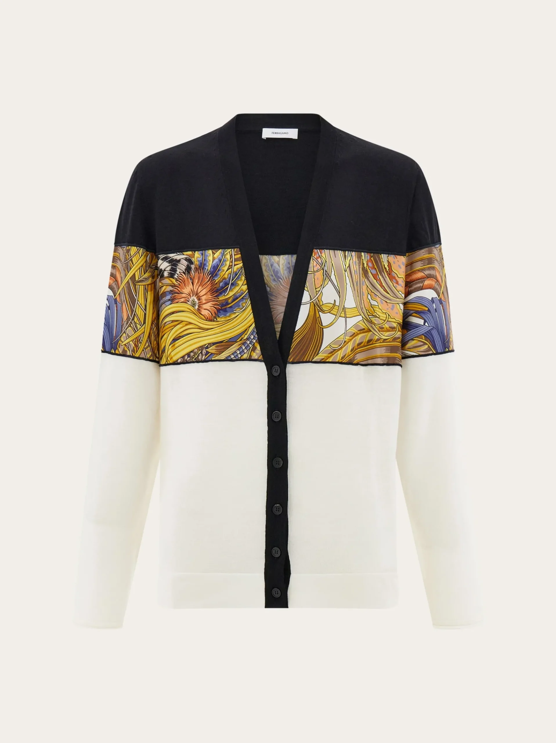 V-neck cardigan with Rooster print inserts - Women