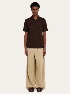 V-neck polo with jacquard pocket detail - Men