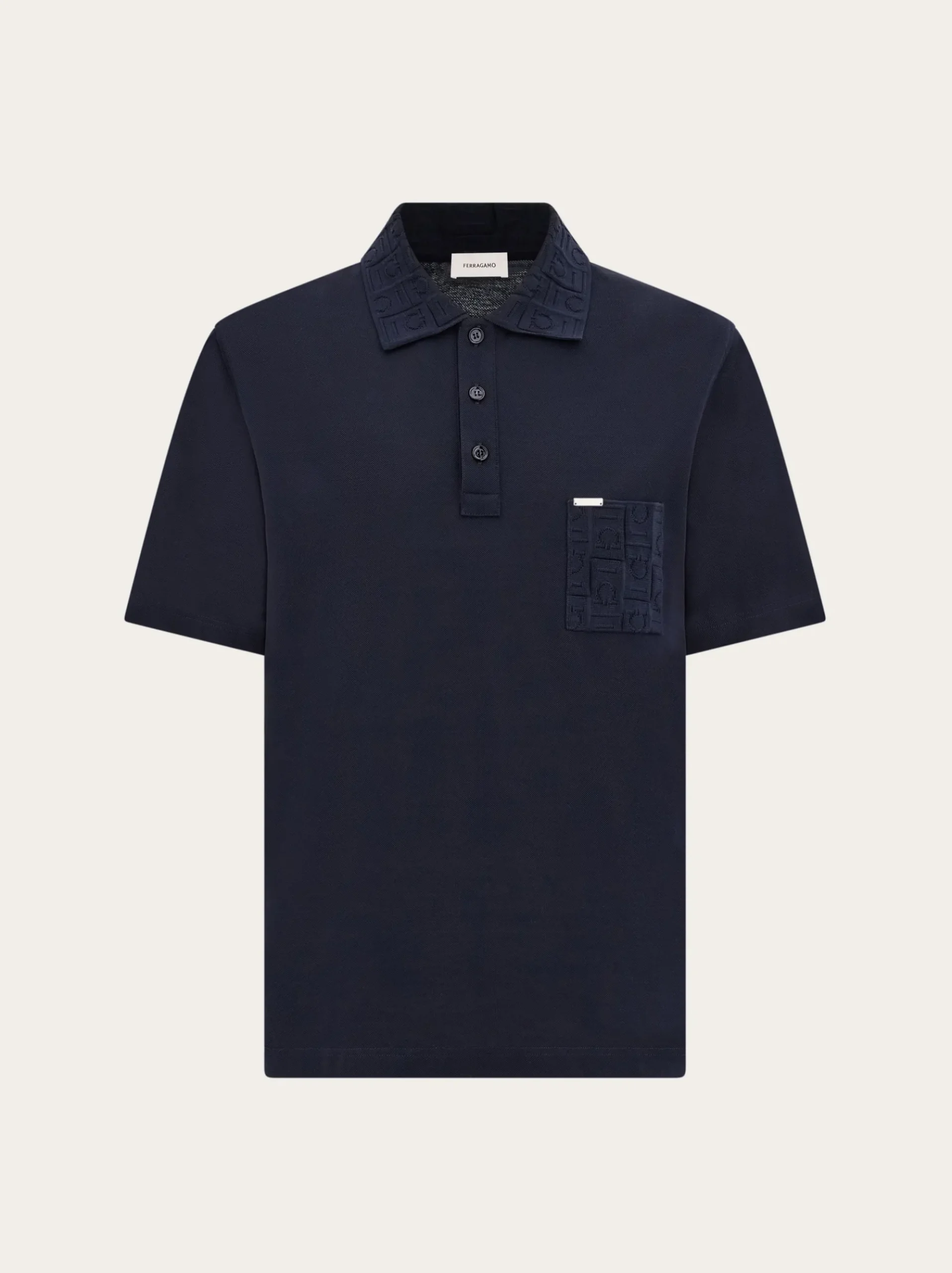 V-neck polo with jacquard pocket detail - Men