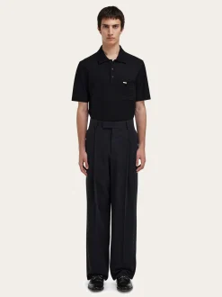 V-neck polo with jacquard pocket detail - Men