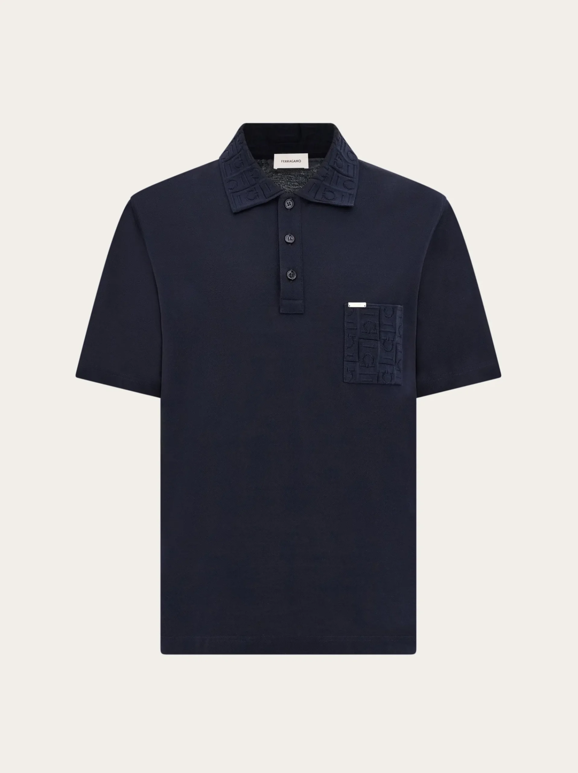 V-neck polo with jacquard pocket detail - Men