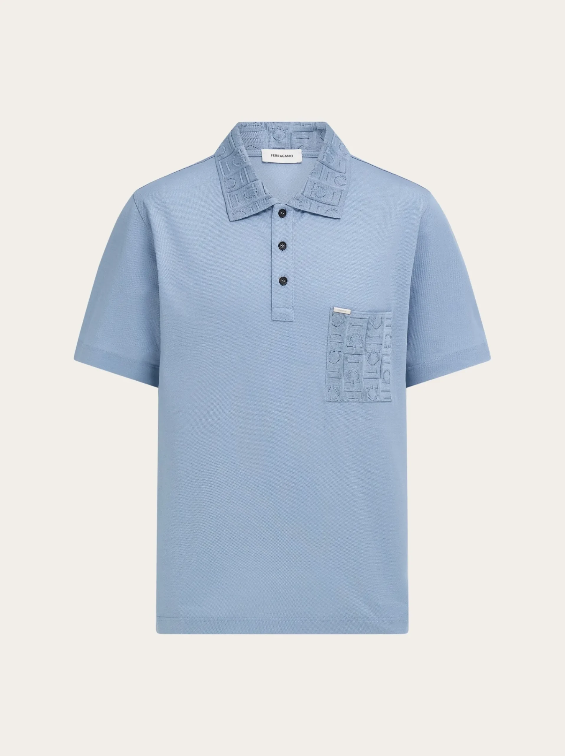 V-neck polo with jacquard pocket detail - Men
